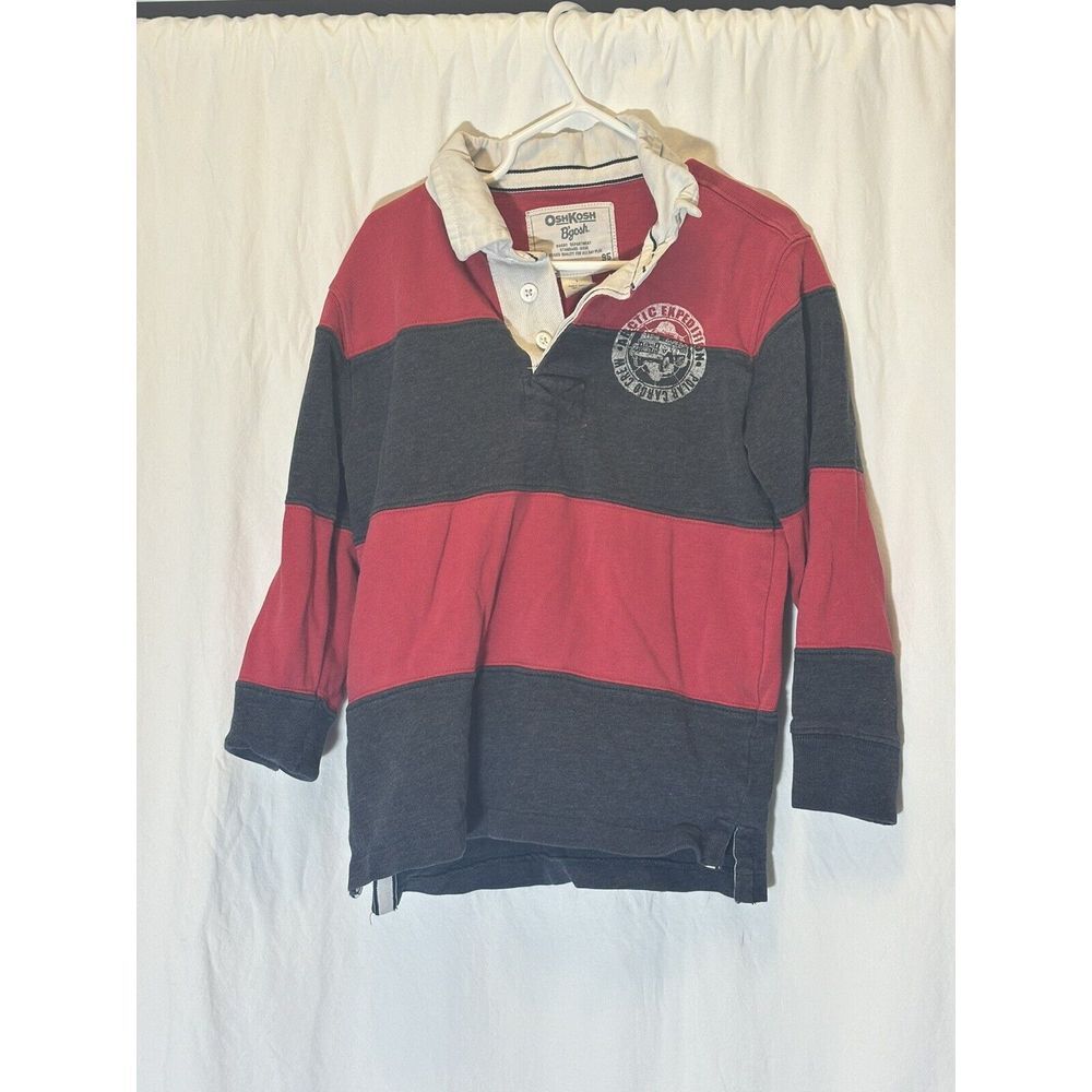 OshKosh B'gosh Vintage Boys Long‎ Sleeve Collared Polo Shirt Size 5 EUC X9